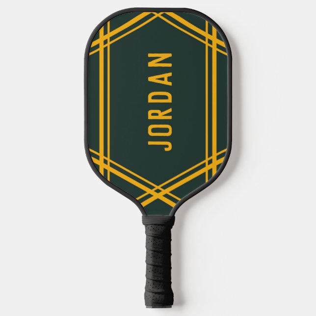 Simple Sporty Stripes Name Your Colour Left Handed Pickleball Paddle (Front)