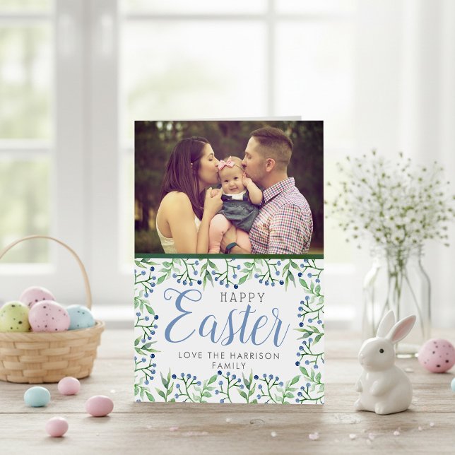 Simple Spring Blueberrie Custom Photo Happy Easter (Creator Uploaded)