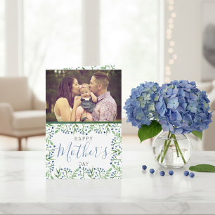Simple Spring Blueberries Photo Mother's Day Card