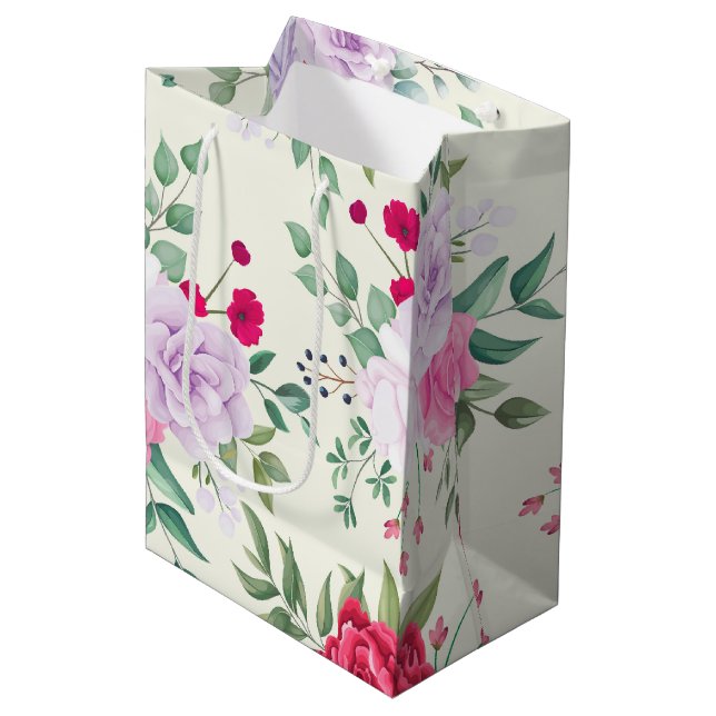 simple spring elegant floral medium gift bag (Front Angled)