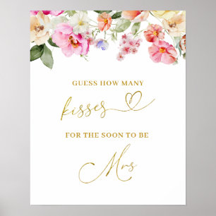 Simple Spring Floral Guess How Many Kisses Poster