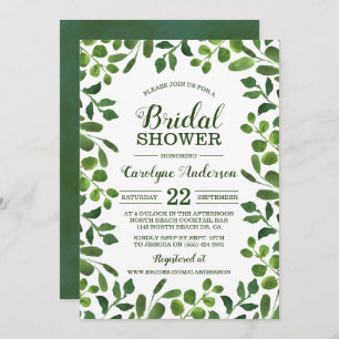 Simple Spring Foliage Bridal Shower Invitation