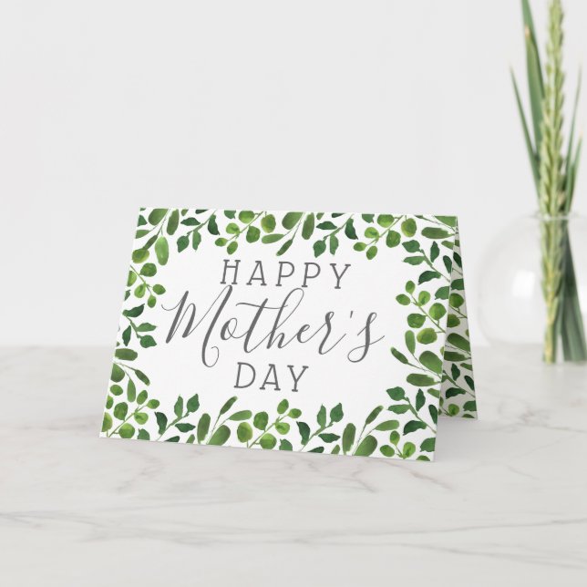 Simple Spring Foliage Happy Mother's Day Card (Front)