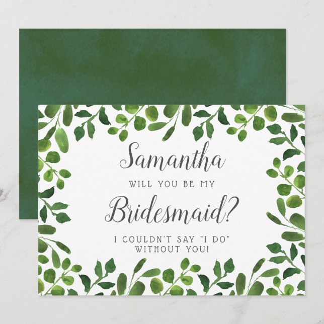 Simple Spring Foliage | Will You Be My Bridesmaid? Invitation (Front/Back)