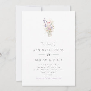 Simple Spring Lilac Wildflowers Wedding Invitation