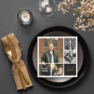 Simple Square Blocks 4 Photos Mod Graduation Party Napkin