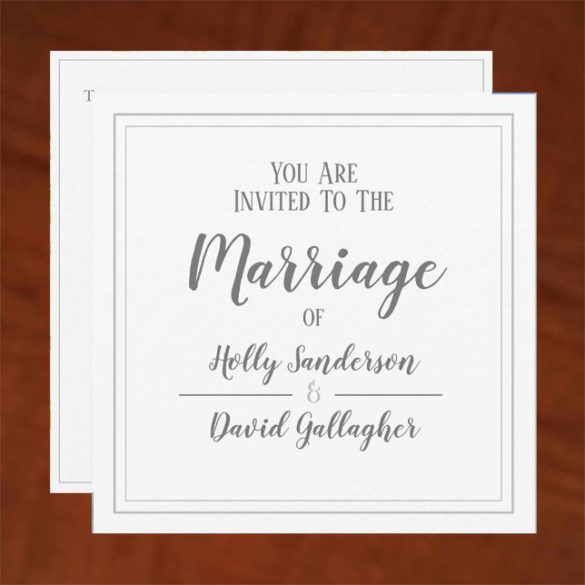Simple Square Grey & White Wedding Day Invitation (Creator Uploaded)