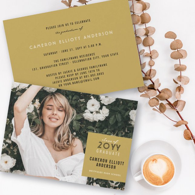 Simple Square Minimalist Photo Graduation Party Invitation (Creator Uploaded)