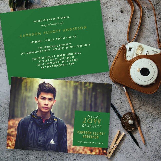 Simple Square Minimalist Photo Graduation Party Invitation (Creator Uploaded)