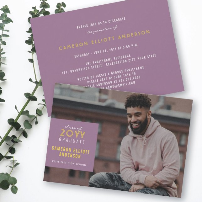 Simple Square Minimalist Photo Graduation Party Invitation (Creator Uploaded)