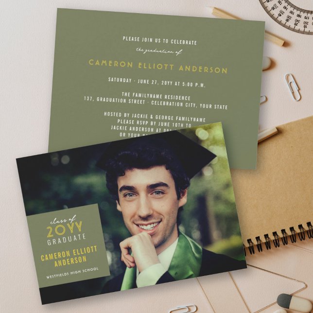 Simple Square Minimalist Photo Graduation Party Invitation (Creator Uploaded)