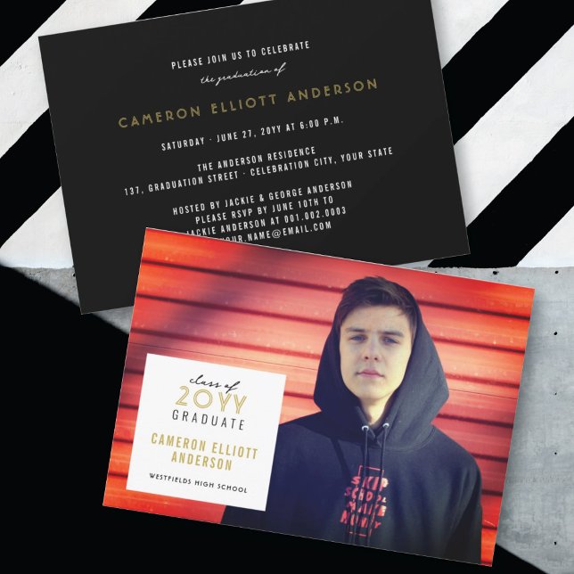Simple Square Minimalist Photo Graduation Party Invitation (Creator Uploaded)