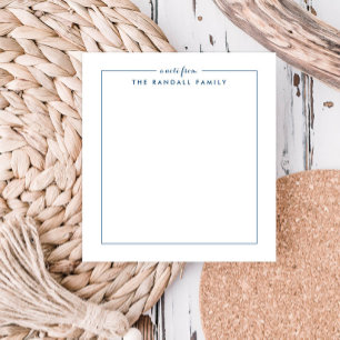 Simple Square Navy Blue Personalised Notepad