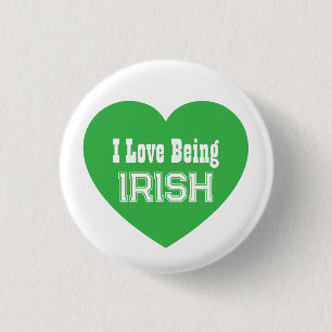 Simple St. Patrick's Day Green I Love Being Irish 3 Cm Round Badge