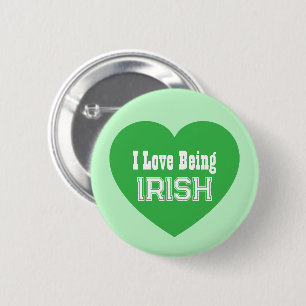 Simple St. Patrick's Day Green I Love Being Irish 6 Cm Round Badge