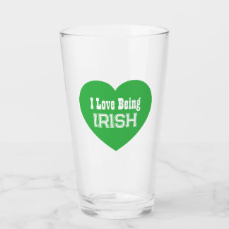 Simple St. Patrick's Day Green I Love Being Irish Glass