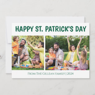 Simple St. patrick's day Shamrocks family 2 photo Holiday Card