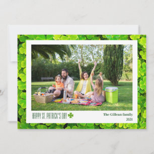 Simple St. patrick's day Shamrocks family photo  Holiday Card
