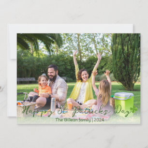 Simple St. patrick's day Shamrocks family photo Holiday Card