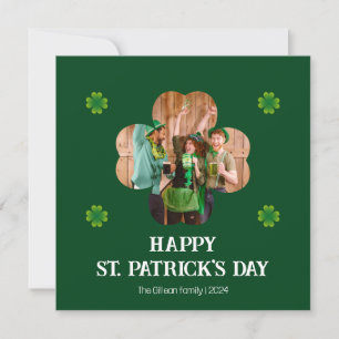Simple St. patrick's day Shamrocks family photo Holiday Card