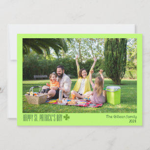 Simple St. patrick's day Shamrocks family photo  Holiday Card