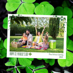 Simple St. patrick's day Shamrocks family photo  Holiday Card