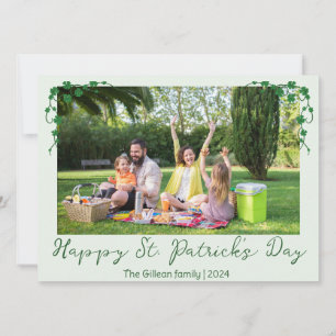 Simple St. patrick's day Shamrocks family photo Holiday Card
