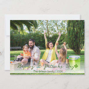 Simple St. patrick's day Shamrocks family photo Holiday Card