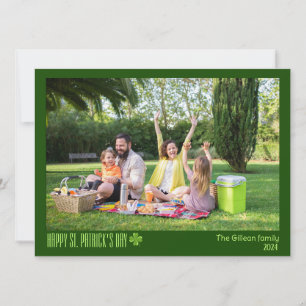 Simple St. patrick's day Shamrocks family photo  Holiday Card