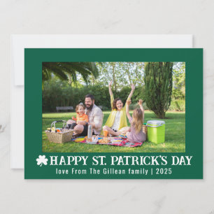 Simple St. patrick's day Shamrocks family photo Holiday Card