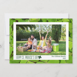 Simple St. patrick's day Shamrocks family photo  Holiday Card