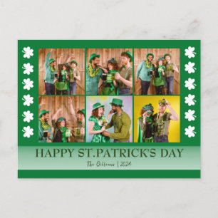 Simple St. patrick's day Shamrocks family photo Holiday Postcard
