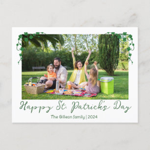 Simple St. patrick's day Shamrocks family photo  Holiday Postcard