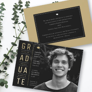 Simple Stack GRADUATE Minimalist Photo Graduation Announcement