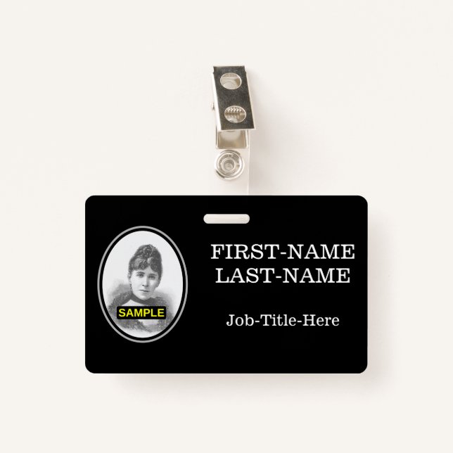 Simple Staff/Employee Portrait Badge ID Badge (Front with Clip)