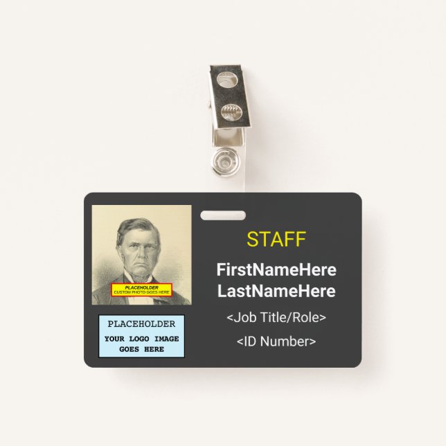 Simple Staff Member ID Badge (Front with Clip)