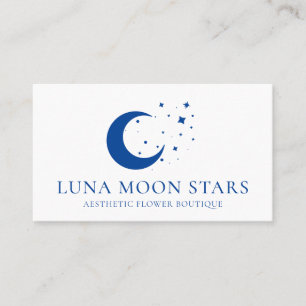 Simple Standard Basic Navy Moon Luna Stars Business Card