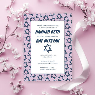 Simple Star of David Custom B'nai Bat Bar Mitzvah  Invitation