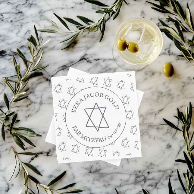 Simple Star of David Custom B'nai Bat Bar Mitzvah  Napkin (Simple Star of David Custom B'nai Bat Bar Mitzvah Napkins
)