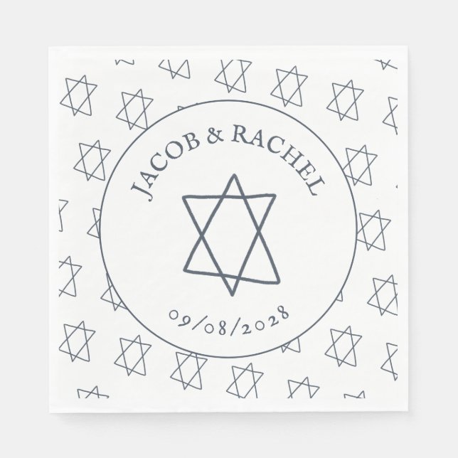 Simple Star of David Custom JEWISH Wedding Engage Napkin (Front)