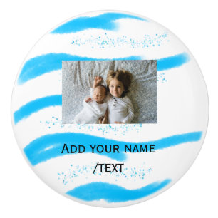 simple star sparkle glitter add photo custom text  ceramic knob