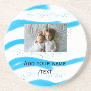 simple star sparkle glitter add photo custom text coaster