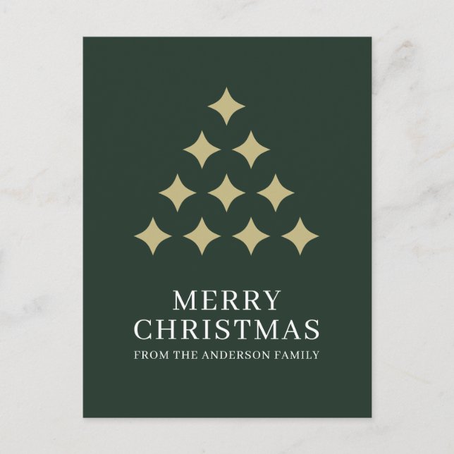 Simple star tree green Merry Christmas  Holiday Postcard (Front)