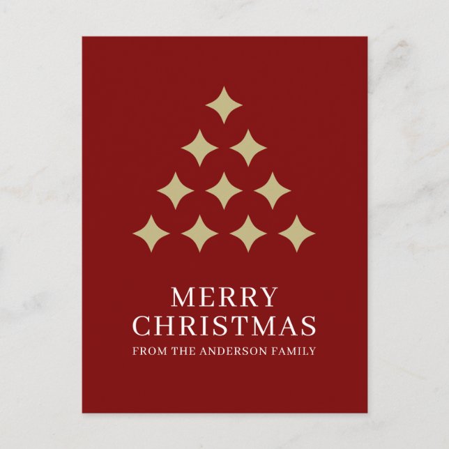 Simple star tree red Merry Christmas  Holiday Postcard (Front)