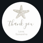 Simple Starfish baby shower Thank You Classic Round Sticker<br><div class="desc">Simple brown starfish thank you sticker is perfect for adding to a baby shower guest favour.  Perfect for a neutral gender beach themed baby shower.</div>