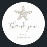 Simple Starfish baby shower Thank You Classic Round Sticker<br><div class="desc">Simple brown starfish thank you sticker is perfect for adding to a baby shower guest favour.  Perfect for a neutral gender beach themed baby shower.</div>