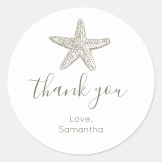 Simple Starfish baby shower Thank You Classic Round Sticker