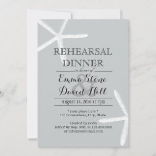 Simple Starfish Silver Rehearsal Dinner Invitation