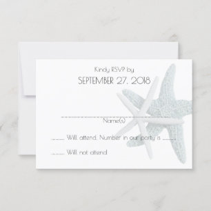 Simple Starfish White Wedding Reply Cards