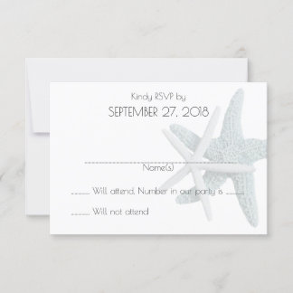 Simple Starfish White Wedding Reply Cards